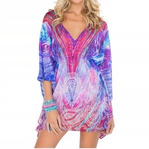 Luli Fama Pink and Blue Swim Coverup